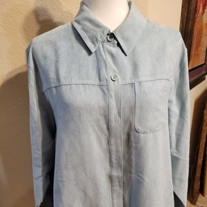 Women's sea foam green peachskin blouse